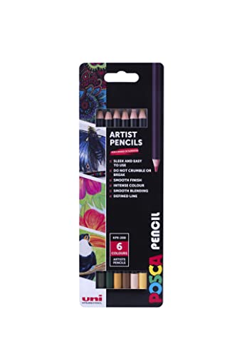 POSCA KPE-200 Oil and Wax Colouring Pencils. Premium Tough Nib for Arts and Crafts. Multi Surface Use On Wood, Fabric, Paper