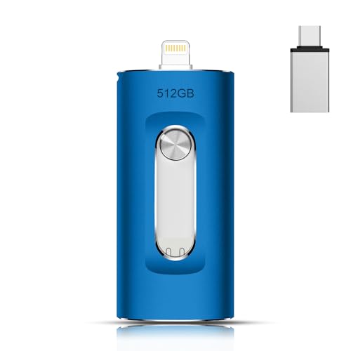 512GB Flash Drive, 3-in-1 USB Flash Drive Thumb Drive Photo Stick, USB Memory Stick for Photos Videos, Smart for iPhone, High Speed Jump Drive Compatible for iPhone/iPad/Android/PC by Meaqust - Used condition - CA$16.80