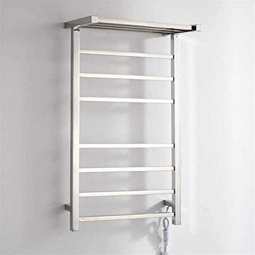 Portasciugamani riscaldato elettrico, 10 bar, design a doppio strato, finitura lucida a specchio, perfetto per l'arredamento del bagno, soluzione di riscaldamento efficiente ed elegante