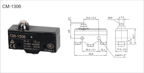 Interrupteur de fin de course miniature CM-1306 stop surcourse 10A