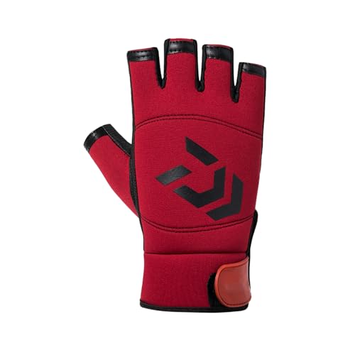 keynoyin Outdoor Sports Cycling Fishing Gloves, Non-Slip Driving Half-Finger Thin Gloves - Fishing Short Finger Arrow Head, All red - Adjustable Elasticity