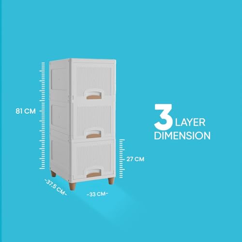 Image of Plastic Wardrobe for Clothes : Versatile Plastic Cupboard for Storage Organizer & Organisers Storage for for Neat and Storage Solutions for Clothes Collapsible Wardrobe (3 Layer)