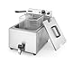 HENDI Fritteuse Mastercook, mit Ablasshahn,Tisch Friteuse, Sicherhetsthermostat, Frittierkorb mit extra langen Griff, Längere Öl Lebensdauer, 8L, 230V, 3500W, 300x515x(H)345mm, Edelstahl 18/0