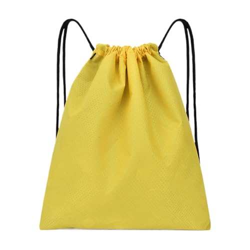 Fravsiu - Bolsa de deporte con cordón, mochila con cordón, bolsa de deporte de entrenamiento, bolsa de viaje, mochila de equipo deportivo, ligera con cordón, gran capacidad, mochila, amarillo, Se