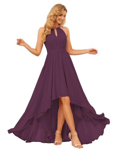 Noras dress Halter Bridesmaid Dresses Long for Women 2024 High Low Formal Party Dress with Pockets NO042