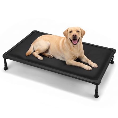 Veehoo Chew Proof Elevated Dog Bed, Padded Indestructible Raised Dog Cot