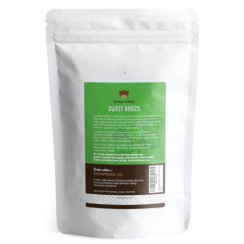 Brazilian Ground Coffee 227g - Ideal for French Press Cafetiere Filter Drip V60 Aeropress - Brown Bear Sweet Brazil - Light Medium Roast Ground Coffee - Donation to Free The Bears - 100% Arabica