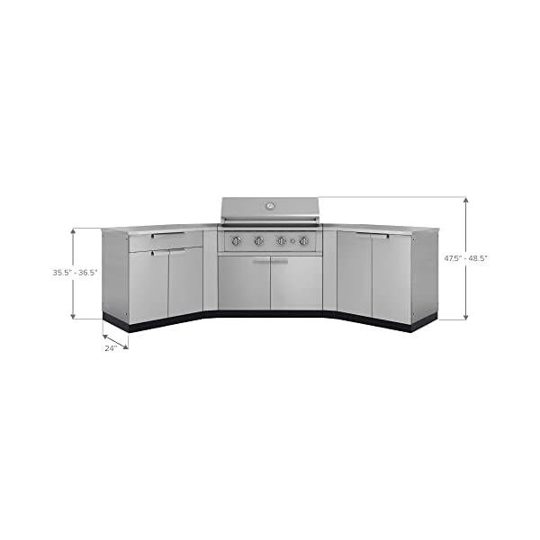 NewAge Products Outdoor Kitchen Stainless Steel 7 Piece Cabinet Set, Natural Gas 40" Performance Grill, Perfect Backyard Outdoor Grilling Set 4-Burner BBQ 51000 BTU Gas Grill with Sear Burner, 71029 - Image 6