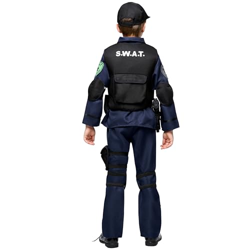 Spooktacular Creations Kids SWAT Costume, S.W.A.T. Police Officer Costume for Boys Halloween Dress Up