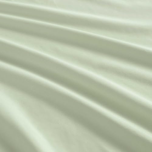 Image of Martha Stewart - Full Size Sheets Set, Crisp & Tailored Cooling Sheets w /a Naturally Smooth Cotton Percale Lightweight Feel - Matching Pillowcases & Fitted Sheet (Skylands Solid Green)