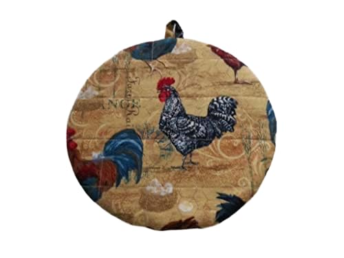 Pot Holders Heat Resistant Range Chickens and Roosters Potholders Handmade Double Insulated Quilted Hot Pads Trivets 9 inches Round