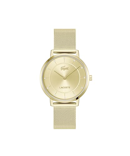 Lacoste Montre À Mouvement Quartz Deux Aiguilles pour Femme Collection CROCORIGIN avec Bracelet en Acier Inoxydable de Couleur Dorée - 2001474