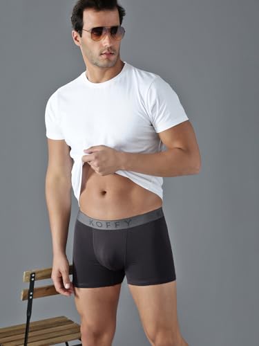 Image of KOFFY Men's Stretchable Cotton Lycra Long Trunk with C-Type Front Open | Wrinkle-Free | Ultra-Soft Elastic