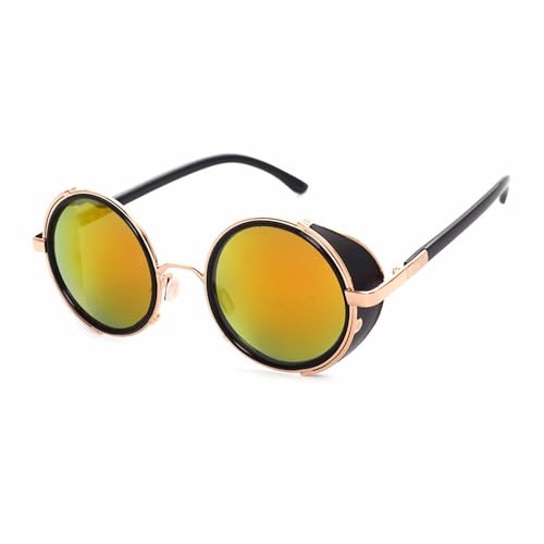 Lunettes de soleil rondes vintage rétro unisexes avec monture légère et verres teintés