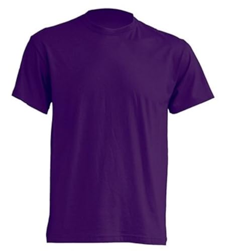 Generico T-shirt Uomo Maglietta a manica corta Maglia Cotone (L, PORPORA)