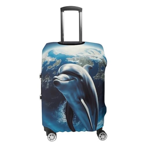 Travel Luggage Cover Elastic Suitcase Protector Anti-Scratch Washable Dolphin Earth Luggage Sleeve Tsa Approved Carry on Covers Baggage Cover Fits 18-32 Inch Luggages4
