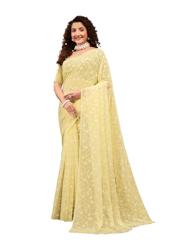 Image of Garden Vareli Viscose Brasso Floral Print Saree