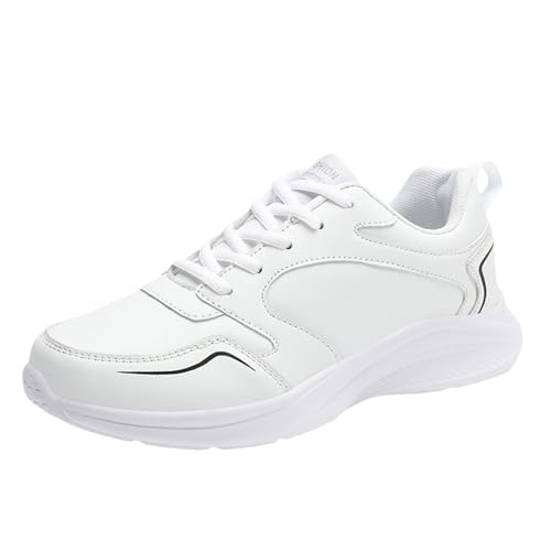 Baskets épaisses contre la fatigue plantaire chaussures de marche en similicuir noir