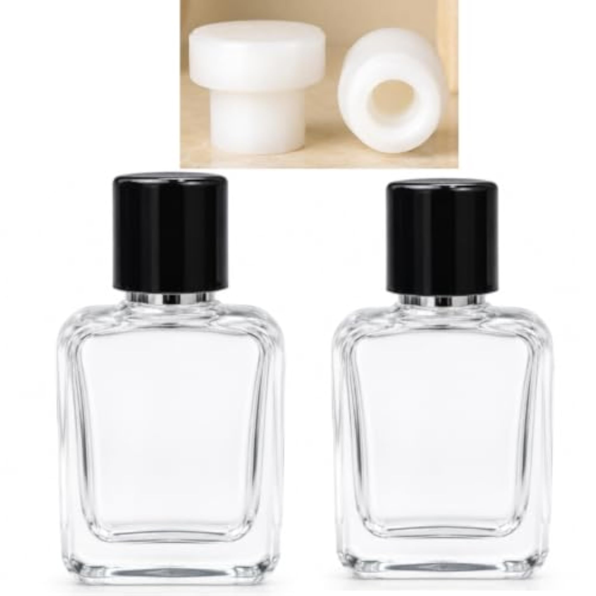 Empty Glass Perfume Bottle with Black Cap, 50ml