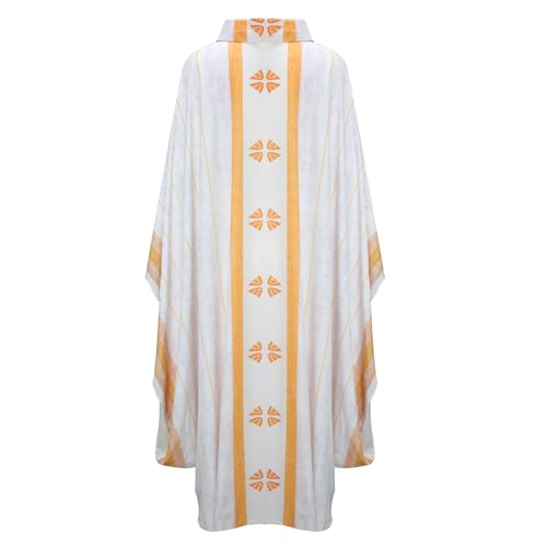 Men's Church Pastor Celebrant Chasuble Priest Vintage Robe Gown Cape Cassock Vestment White Red Green Purple2