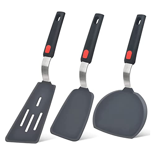 Fcuajdkq - Juego de 3 espátulas de silicona para utensilios de cocina (600 °F, antiadherentes para huevos, crepes, pescado)