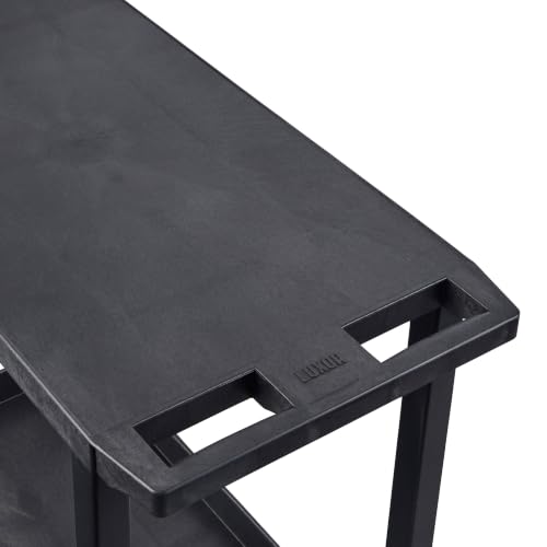 Image of Luxor EC222-B Multipurpose Utility Cart, 32 inch x 18 inch, 1.62 inch Thick Flat Shelves, Ergonomic Push Handle, 4 inch Full-swivel Casters, Locking Brake, 300 lbs Max Capacity, Black