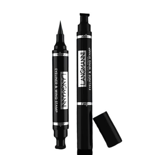 Langmanni 2 In1 Liquid Eyeliner Makeup Stamps Seal Pen Stamp Eyeliner Waterproof