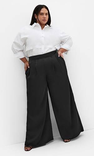 City Chic Women's Plus Size Satin Palazzo Champagne Pant3