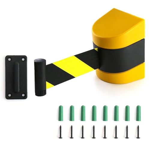 CAIFEXUE 2/3/5/10M Wall Mounted Belt Barrier, Retractable Queue Rope Barrier with Mounting Accessories for Playground Park Hotel Crowd Control/a/2M/6.6Ft