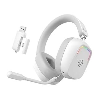 pTron Studio Sports V2, 20ms Low-Latency Gaming Wireless Headphones, 70hrs Playtime, Dual Device Pairing, Detachable Mic & TruTalk AI-ENC Calls, RGB Lights, 40mm Driver, Over Ear Design, BT6.0 (White)