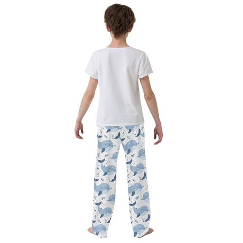 ALAZA Cute Whales Seamless Pajamas Bottoms with Pockets Comfy Pjs Sleepwear Elastic Waistband Pajamas Pants Lounge Pants for 6-14 Years3
