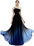 LLoqsvik Gradient Long Prom Dresses for Women Ombre Evening Wedding Party Gowns Formal BlackBlue10