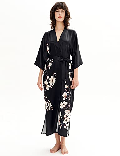 Image of PRODESIGN Kimono Robe for Women - Long Satin Sleepwear Silky Kimono Cover-Up Nightgown Japanese Bathrobe Loungewear Blouse