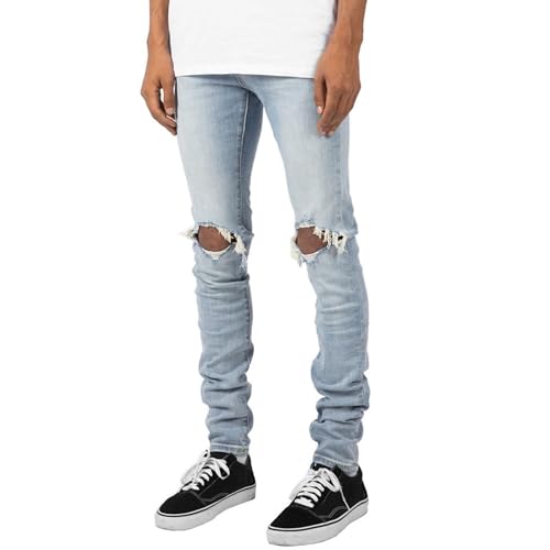 Mens Slim Fit Ripped Jeans Denim Pants Straight Leg Distressed Skinny Jeans for Casual Wear2