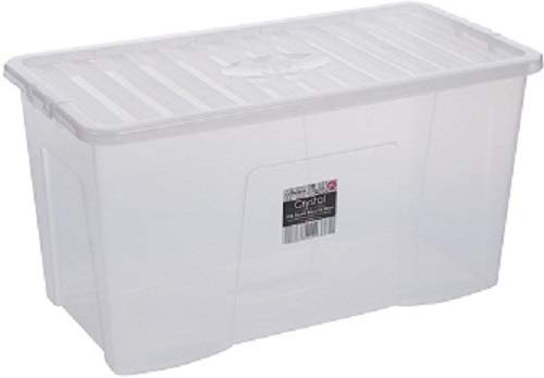 Jms We Create Smile Clear 110 Litre Extra Large Plastic Storage Box With Lid - Pack Of 3