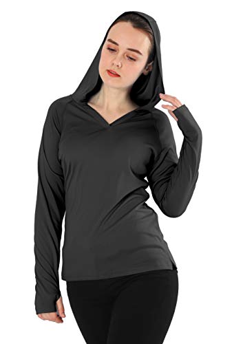 Image of Women's Slim-fit UPF 50+ Sun Protection Hoodie Long Sleeve Athletic Top Shirt with Thumbholes for Running, Fishing, Hiking