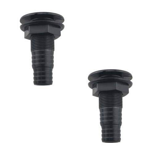 Ruiwaer 2PCS Black Plastic Circular Bilge Drain Pump Drainage Ventilation Hose Connector Hull Perforation Joint Suitable for 1 Inch Pipe