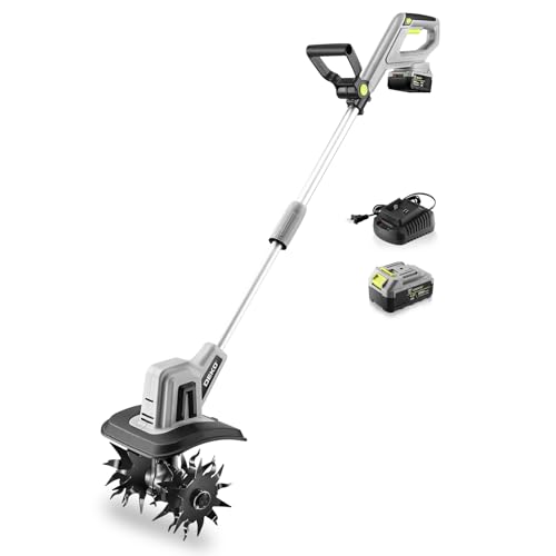 20V Cordless Tiller Cultivator,48 Steel Tines Garden Tiller,9inch Wide Electric Tiller for Gardening,Garden Rototiller with 4AH Battery and Charger Included by DEKOPRO - Used condition - CA$143.06