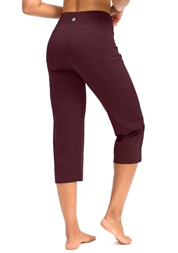 Image of G Gradual Capri Pants for Women High Waist Workout Yoga Pants with Pockets Tummy Control Leggings Crop Straight