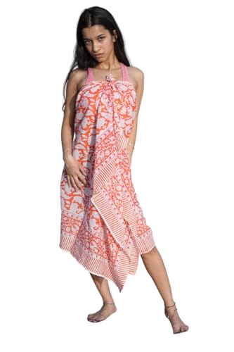 Handmade Block Print Sarong – Boho Indian Beach Scarf Ethical Artisan Block Print Sarong – Eco Cotton Pareo for Women