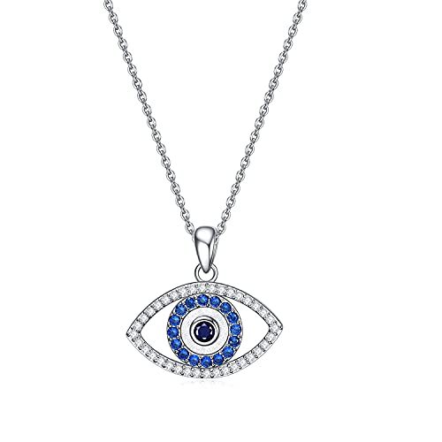 Rnivida 925 Sterling Silver Evil Eye Pendant Necklace With Cubic Zirconia Protection Lucky Amulet Necklace Jewelry For Women #TOP22