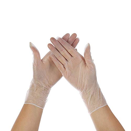 Keior Lot de 100 Gants jetables jetables en Vinyle sans Poudre, en PVC Transparent et Micro-élastique, L Cover