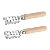 ULTECHNOVO 2Stücke Fischwaage Schaber mit Holzgriff Ergonomische Reinigungswerkzeuge für Schnelles und Sicheres Entfernen von Fischschuppen der Langlebig und Platzsparend