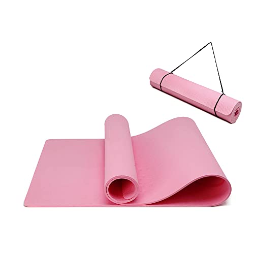 Yogamatte rutschfest und umweltfreundliche TPE Sportmatte mit Tragegurt Gymnastikmatte für Pilates, Workout Fitnessmatte 183 x 61 x 0.6 cm (Rosa)