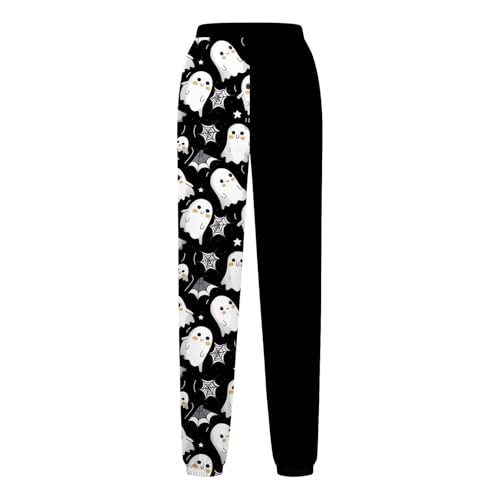 Girls Cute Ghost Print Sweatpants Kids Drawstring Joggers Athletic Halloween Track Pants with Pockets for 3-13 Years3