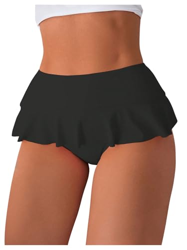 Verdusa Women's Ruffled Bikini Bottoms High Waist Beachwear Swim Briefs