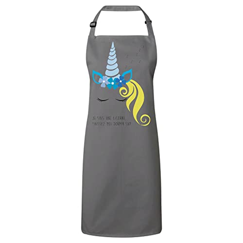 Tablier cuisine licorne premium avec motif animaux fantastiques et dessin corne
