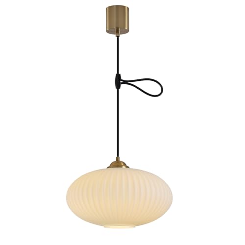KCO Lighting 北欧モダン ペンダントライト 高さ調節可能 ミルクガラスシェード 引掛シーリング用 E26口金 三色調光 LED対応 おしゃれ 天井照明 照明器具 インテリア ダイニング リビング キッチン 寝室 電球別売り PSE認証済 ゴールド-A