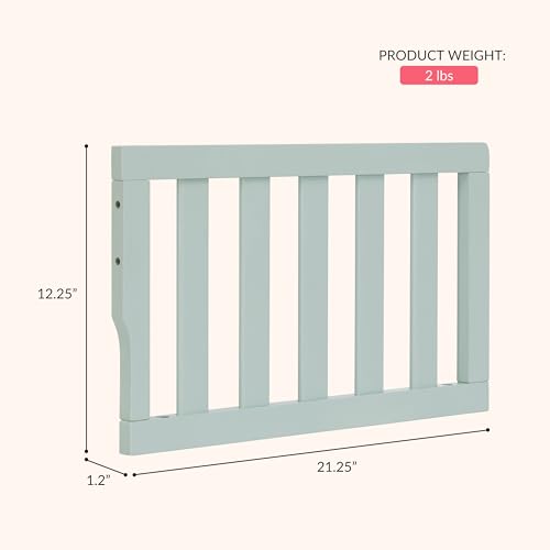 Image of Dream On Me Toddler Guard Rail for Convertible Crib, Solid Wood Bed Rail for Toddler Bed Conversion, Seafoam Green