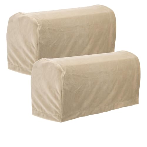 UXCELL 2-Pack Stretch Armrest Covers, Couch Arm Covers with Twist Pin, Non-Slip Sofa Armrest Protectors, Sand